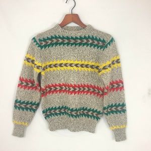 Cozy Crewneck Pullover Knit Sweater - Geometric